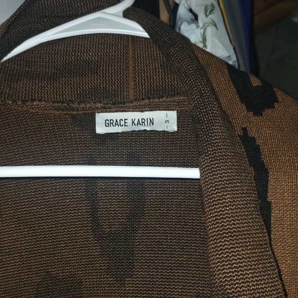 Grace Karin Brown and Black Knit Cardigan - Picture 4 of 5